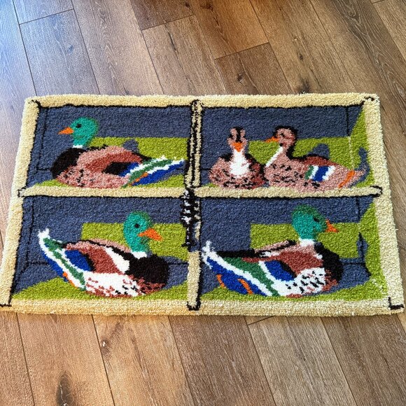 Vintage Other - Large MCM Hooked Duck Rug